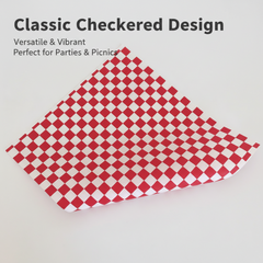 43gsm Red Plaid Greaseproof Baking Paper, Premium Non-Stick Deli Sheets, Oil Proof Disposable Food Wrap for Catering