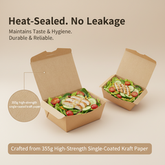 700ml Food Grade Kraft Salad Box,Foldable & Leak-proof