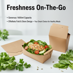 1600ml Foldable Kraft Paper Salad Box