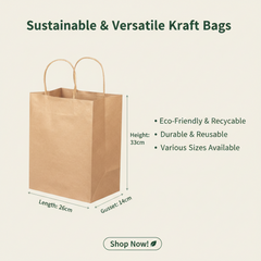 Eco-Craft Takeaway Bag | 120g Recycled Paper | 10"x 5"x 13"