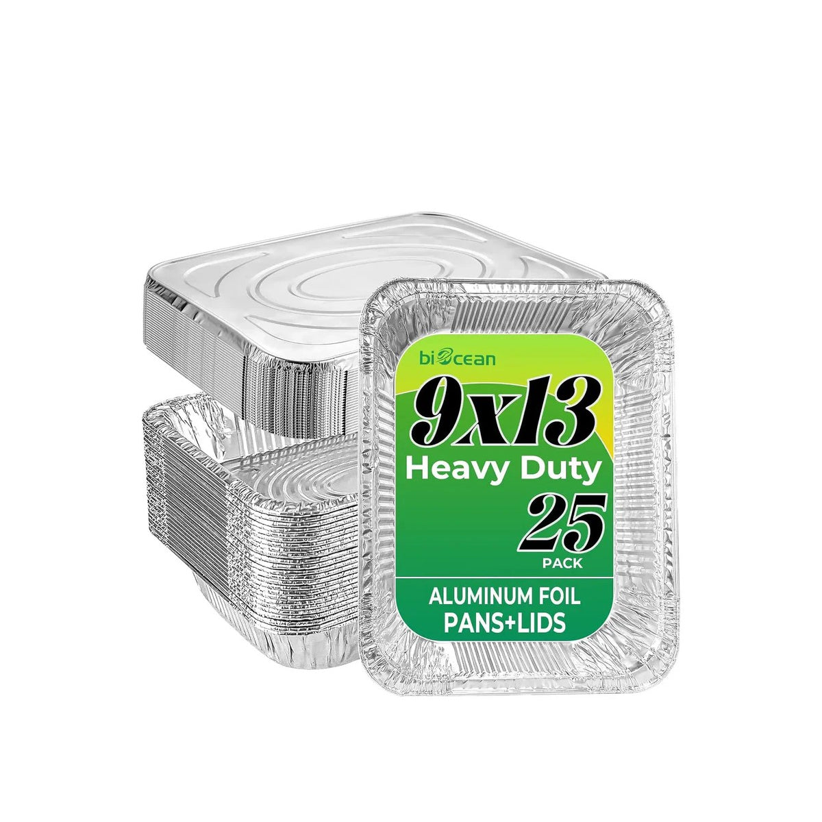 9" x 13" Heavy Duty Aluminum Foil Pans and Lids Comb 2 1/2 Depth - 25/Pack