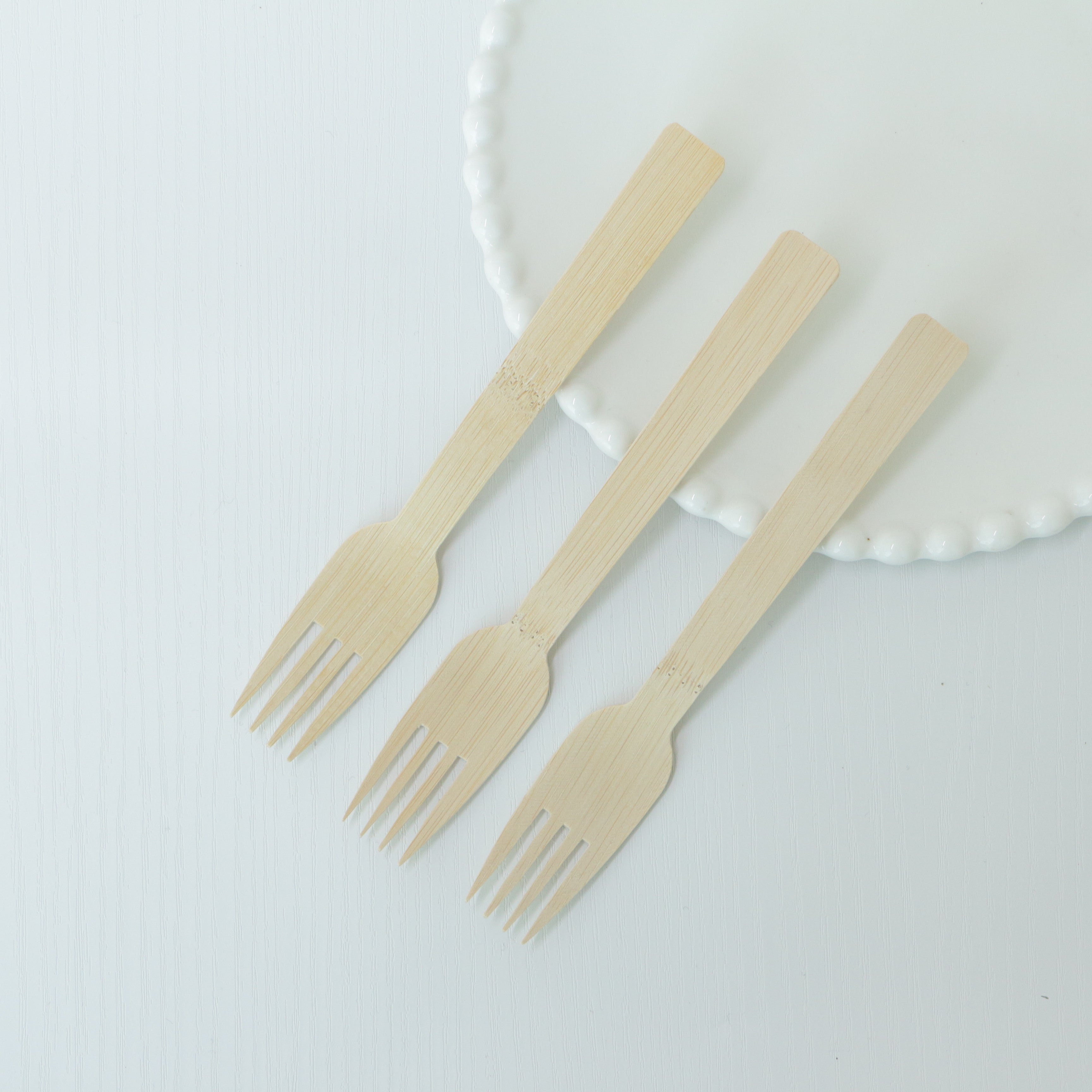 Disposable Bamboo Fork Biodegradable Bamboo Fork-10pack*100pcs/carton