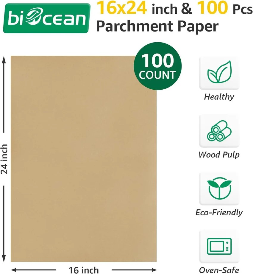 16" x 24" Full Size Heavy Duty Non-Stick Baking Parchment Paper / Pan Liner Sheet - 100 PCS/Pack