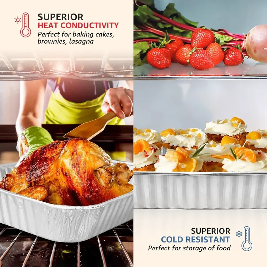 9" x 13" Heavy Duty Aluminum Foil Pans and Lids Comb 2 1/2 Depth - 25/Pack