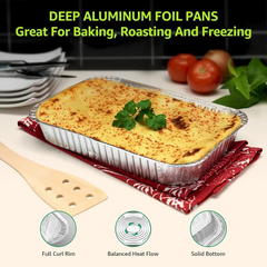 9" x 13" Heavy Duty Aluminum Foil Pans and Lids Comb 2 1/2 Depth - 25/Pack