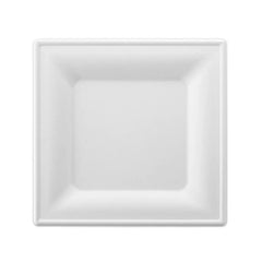 8"square white compostable sugarcaneBagasse Plates-500/case