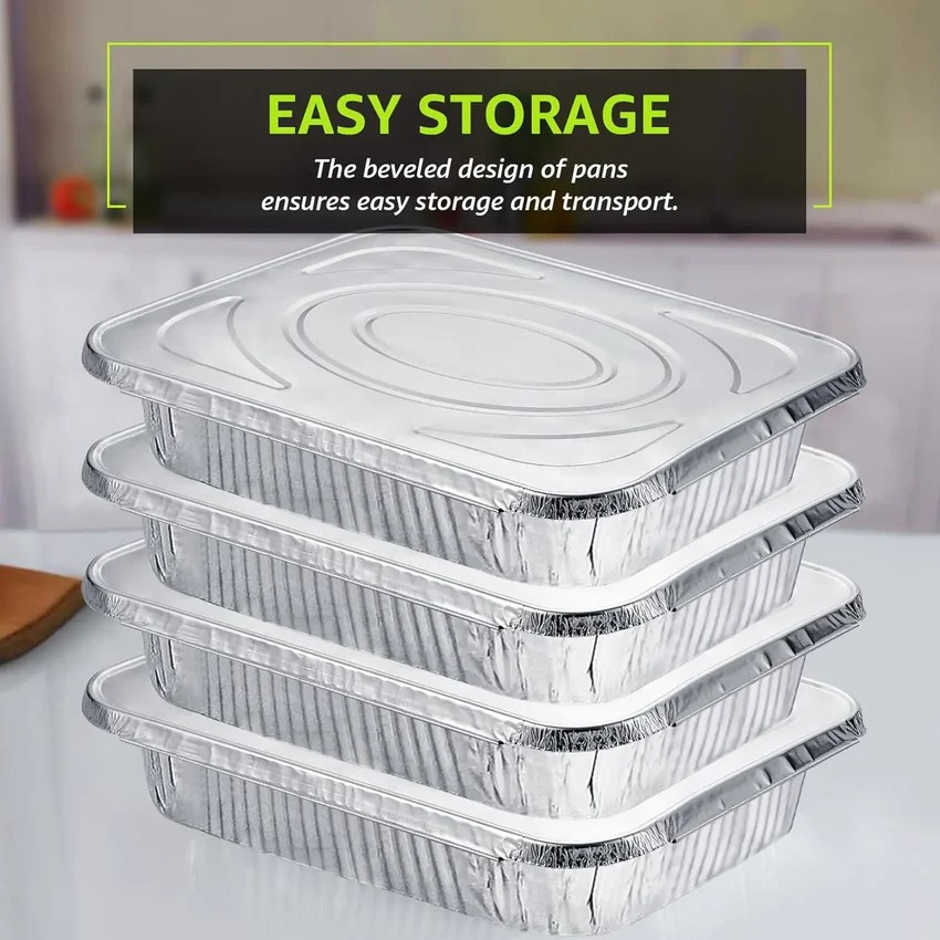 9" x 13" Heavy Duty Aluminum Foil Pans and Lids Comb 2 1/2 Depth - 25/Pack
